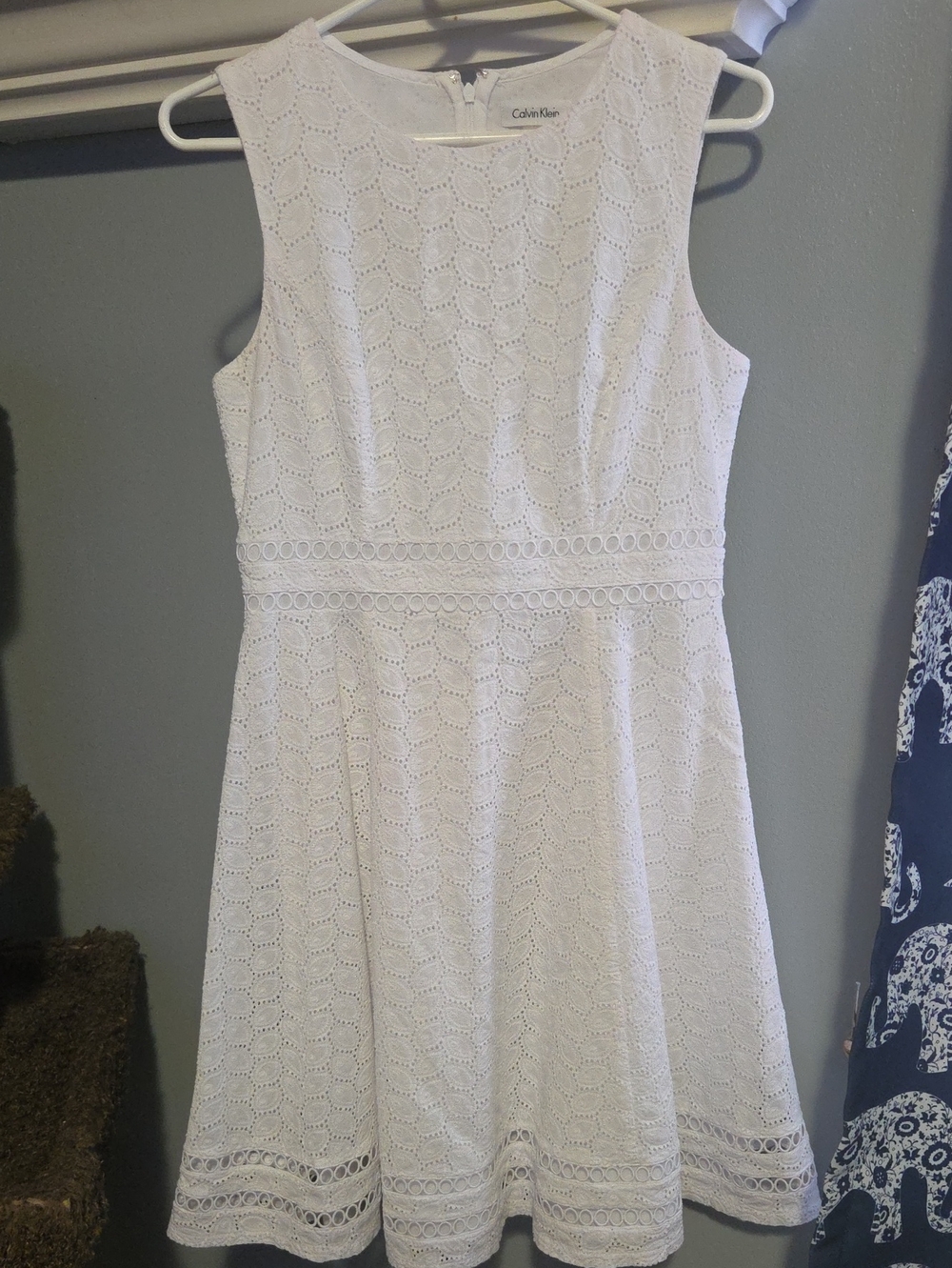Calvin Klein White Lace A-Line Dress